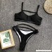 MOPOOGOSS Womens Sexy V Neck Cutout Strappy 2PCS High Waist Cheeky Thong Bikini Sets Swimsuits Black B07NTSKVGK